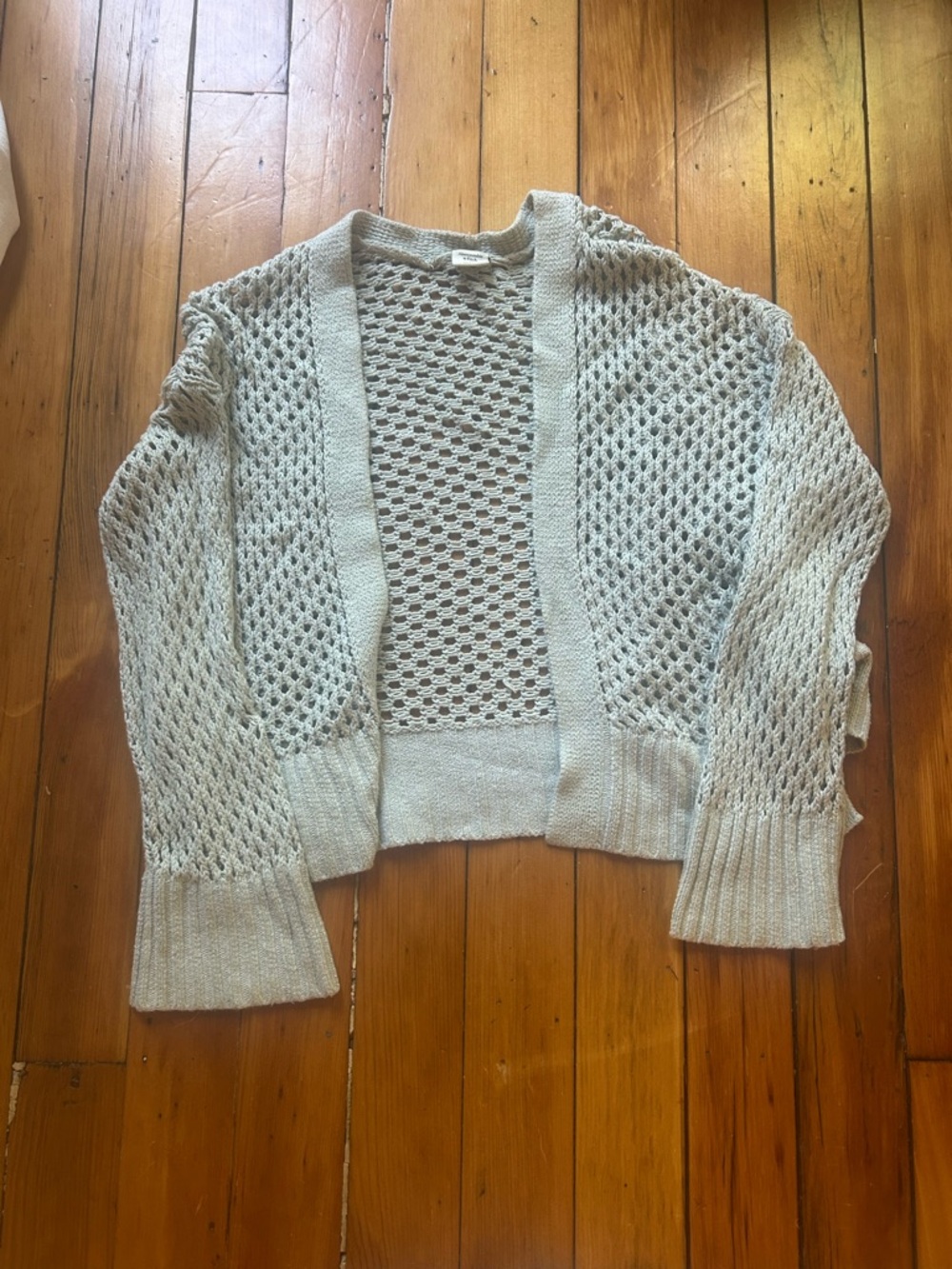 Abercrombie & Fitch Light Gray Open-Weave Cardigan